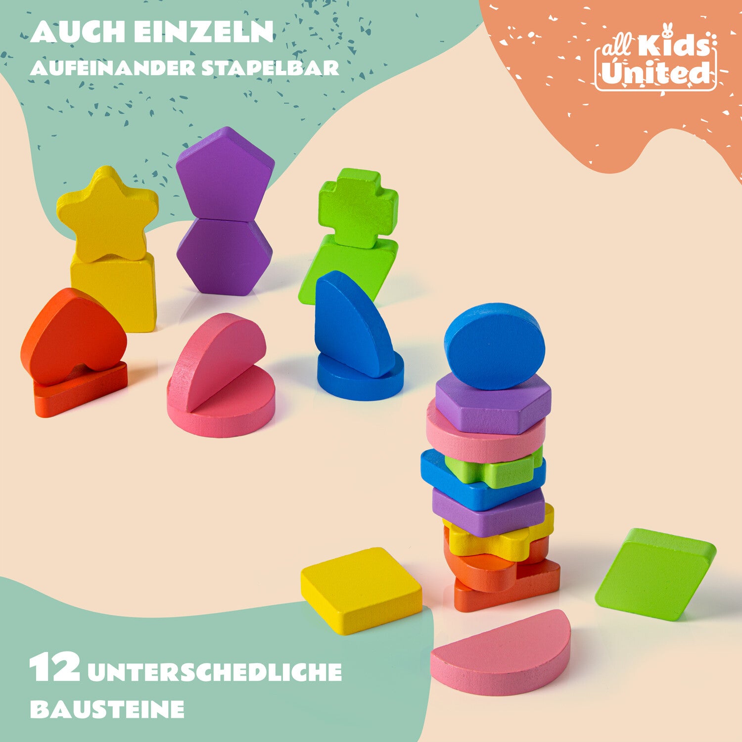 Steckwürfel Motorikwürfel Holz — Montessori Lernspielzeug Baby Kleinkind BPA-frei