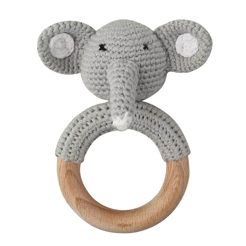 1Pc Baby Teether Toys Beech Wood Baby Rattle BPA Free Rodent Silicone Beads Music Rattle Newborn Play Gym Educational Toys