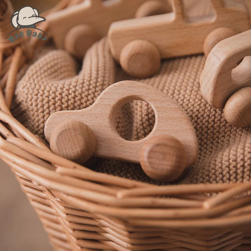 Baby Schiebetier Holz BPA-frei — Greifspielzeug Montessori Kleinkind Handgemacht