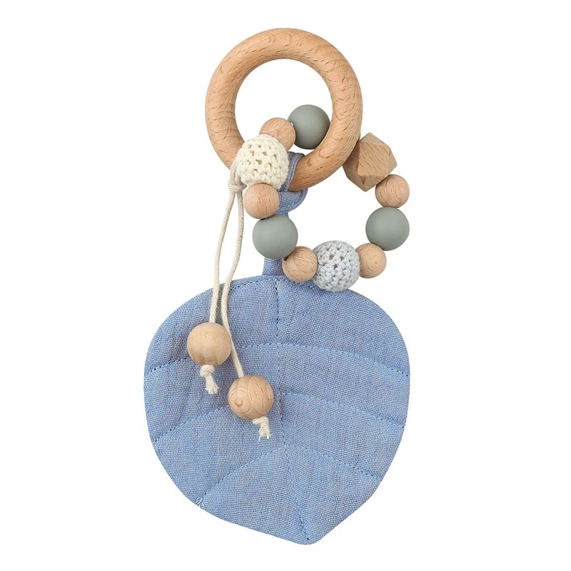 1Pc Baby Teether Toys Beech Wood Baby Rattle BPA Free Rodent Silicone Beads Music Rattle Newborn Play Gym Educational Toys