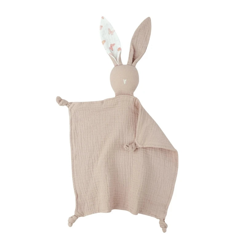Soft Cotton Muslin Baby Bib Stuffed Rabbit Doll Newborn Appease Towel Security Blanket Baby Sleeping Cuddling Towel Facecloth