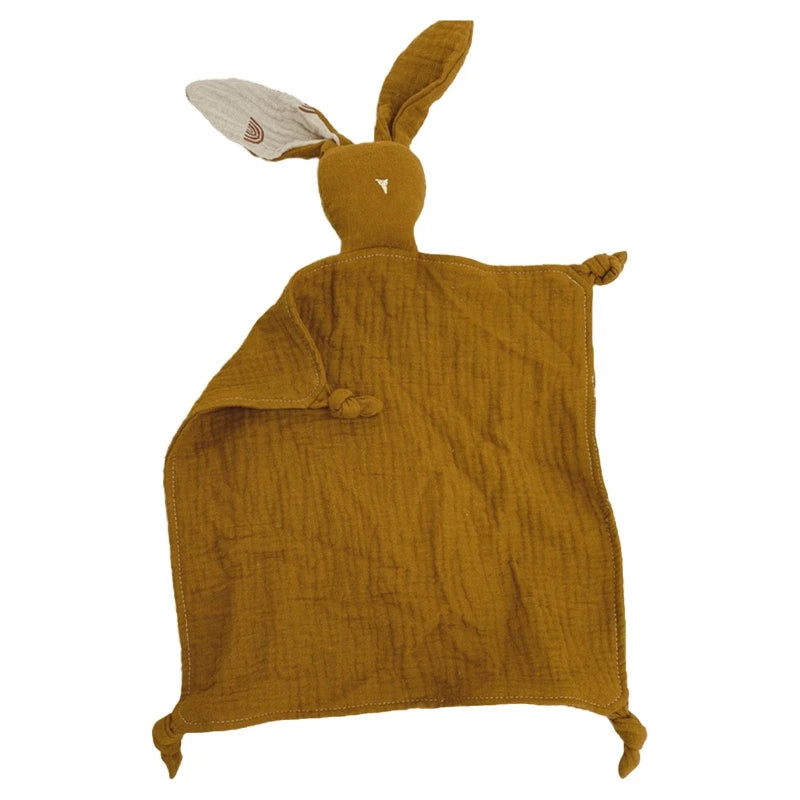 Soft Cotton Muslin Baby Bib Stuffed Rabbit Doll Newborn Appease Towel Security Blanket Baby Sleeping Cuddling Towel Facecloth