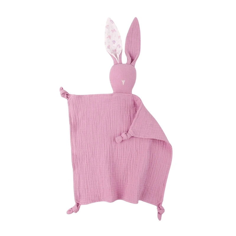 Soft Cotton Muslin Baby Bib Stuffed Rabbit Doll Newborn Appease Towel Security Blanket Baby Sleeping Cuddling Towel Facecloth