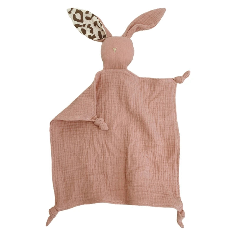Soft Cotton Muslin Baby Bib Stuffed Rabbit Doll Newborn Appease Towel Security Blanket Baby Sleeping Cuddling Towel Facecloth