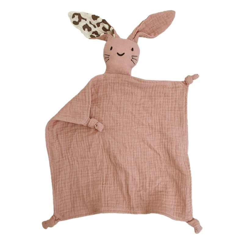 Soft Cotton Muslin Baby Bib Stuffed Rabbit Doll Newborn Appease Towel Security Blanket Baby Sleeping Cuddling Towel Facecloth