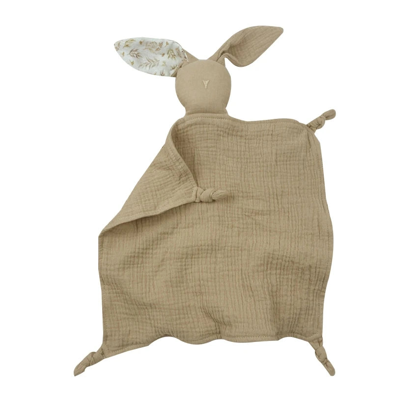 Soft Cotton Muslin Baby Bib Stuffed Rabbit Doll Newborn Appease Towel Security Blanket Baby Sleeping Cuddling Towel Facecloth