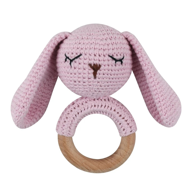 1Pc Baby Teether Toys Beech Wood Baby Rattle BPA Free Rodent Silicone Beads Music Rattle Newborn Play Gym Educational Toys