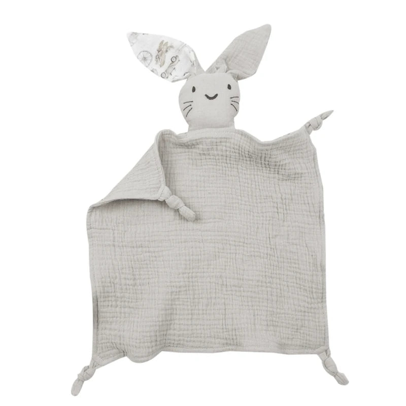 Soft Cotton Muslin Baby Bib Stuffed Rabbit Doll Newborn Appease Towel Security Blanket Baby Sleeping Cuddling Towel Facecloth