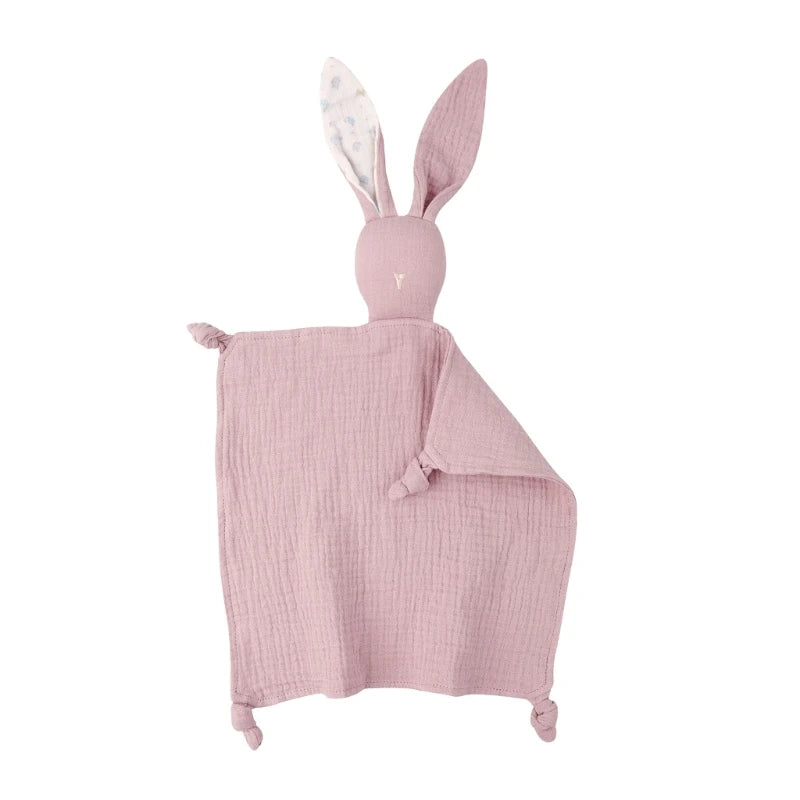 Soft Cotton Muslin Baby Bib Stuffed Rabbit Doll Newborn Appease Towel Security Blanket Baby Sleeping Cuddling Towel Facecloth