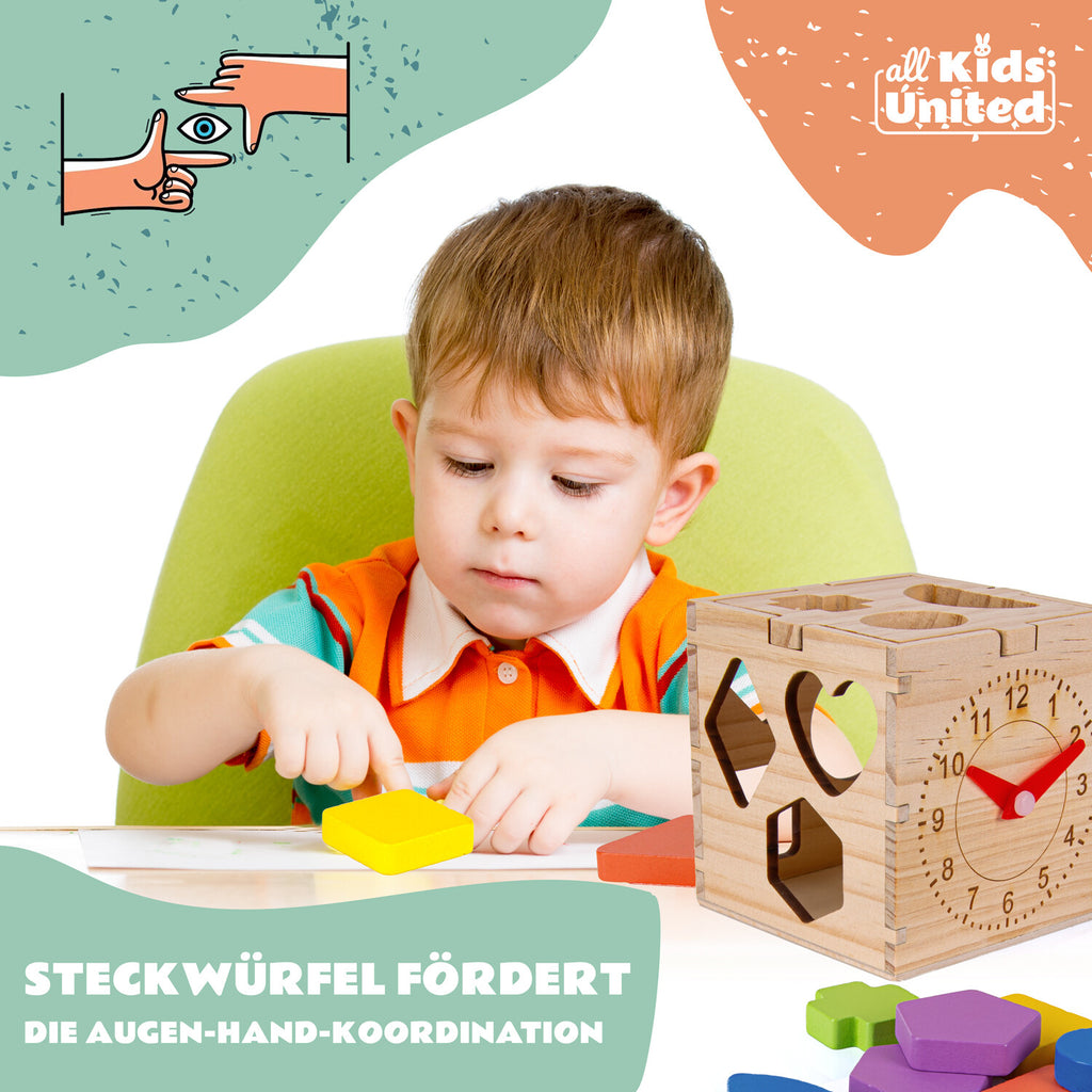Steckwürfel Motorikwürfel Steckbox Holz Montessori Lernspielzeug Baby Kleinkind