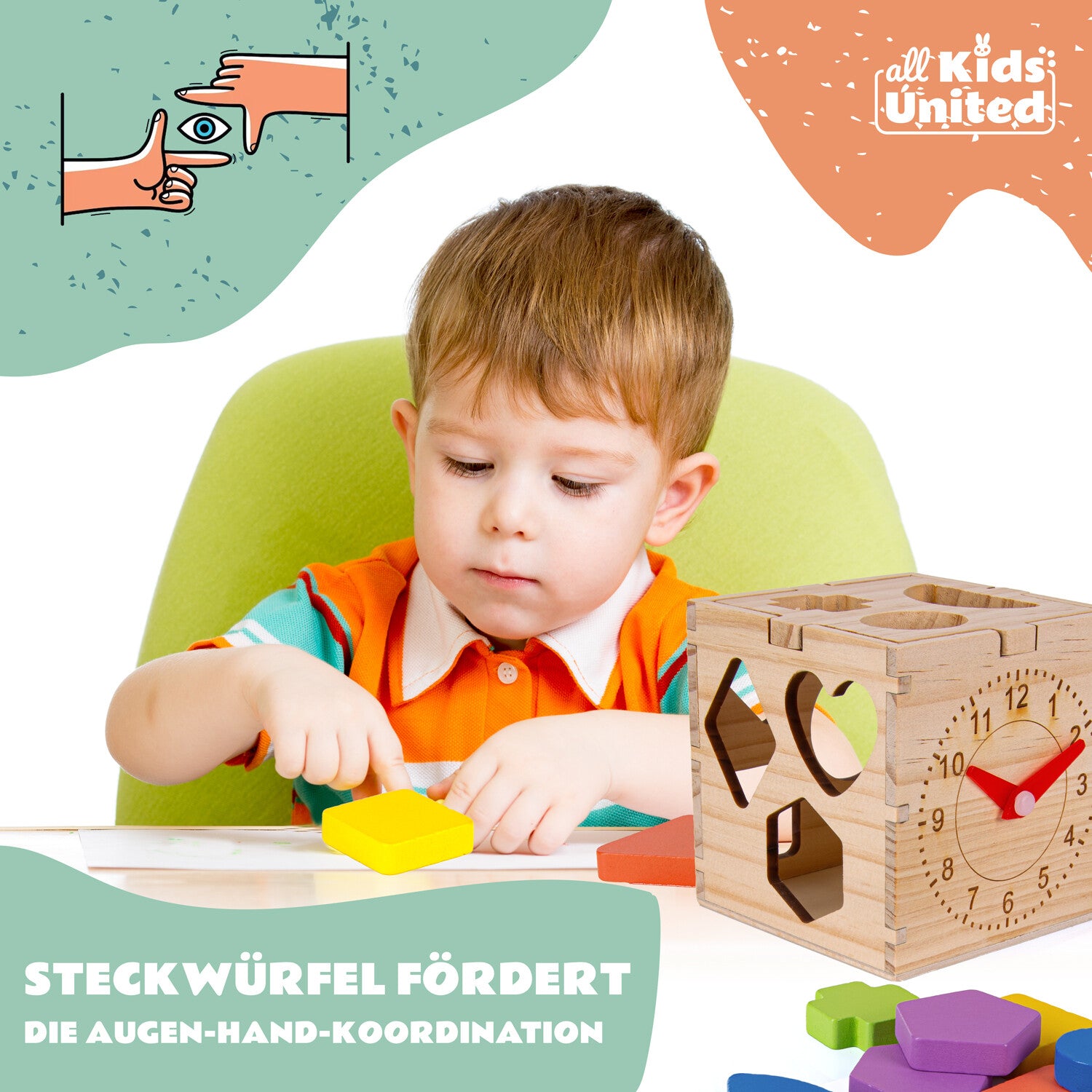 Steckwürfel Motorikwürfel Steckbox Holz Montessori Lernspielzeug Baby Kleinkind