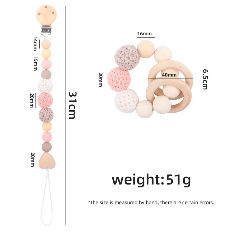 1-2Pcs New Baby Pacifier Clips Teethers Bracelet Babies Chain Cute Big Crochet Color Wool Ball Newborn Dummy Nipples Holder Clip