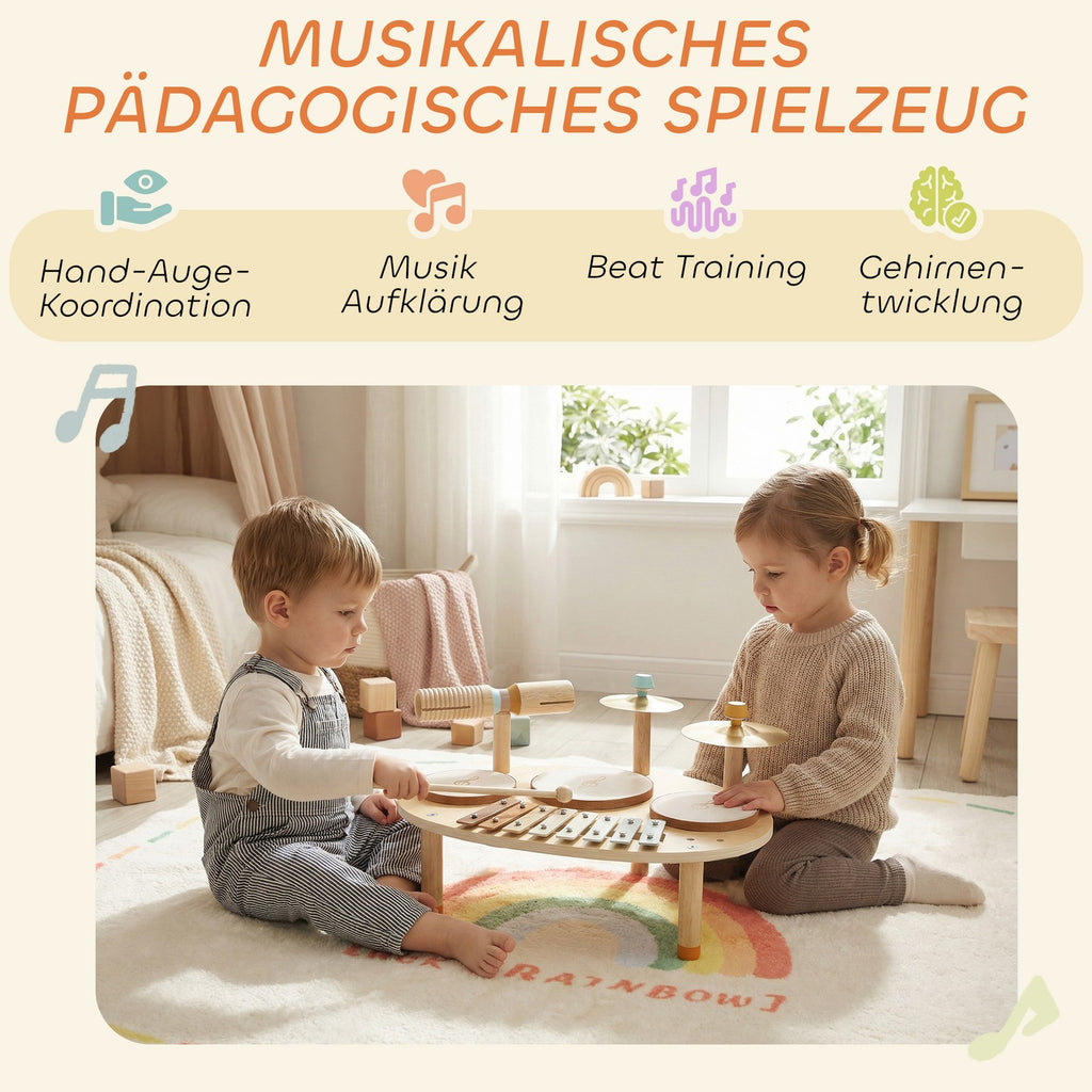 Kinder Schlagzeug 4-In-1 Montessori Musikinstrumen