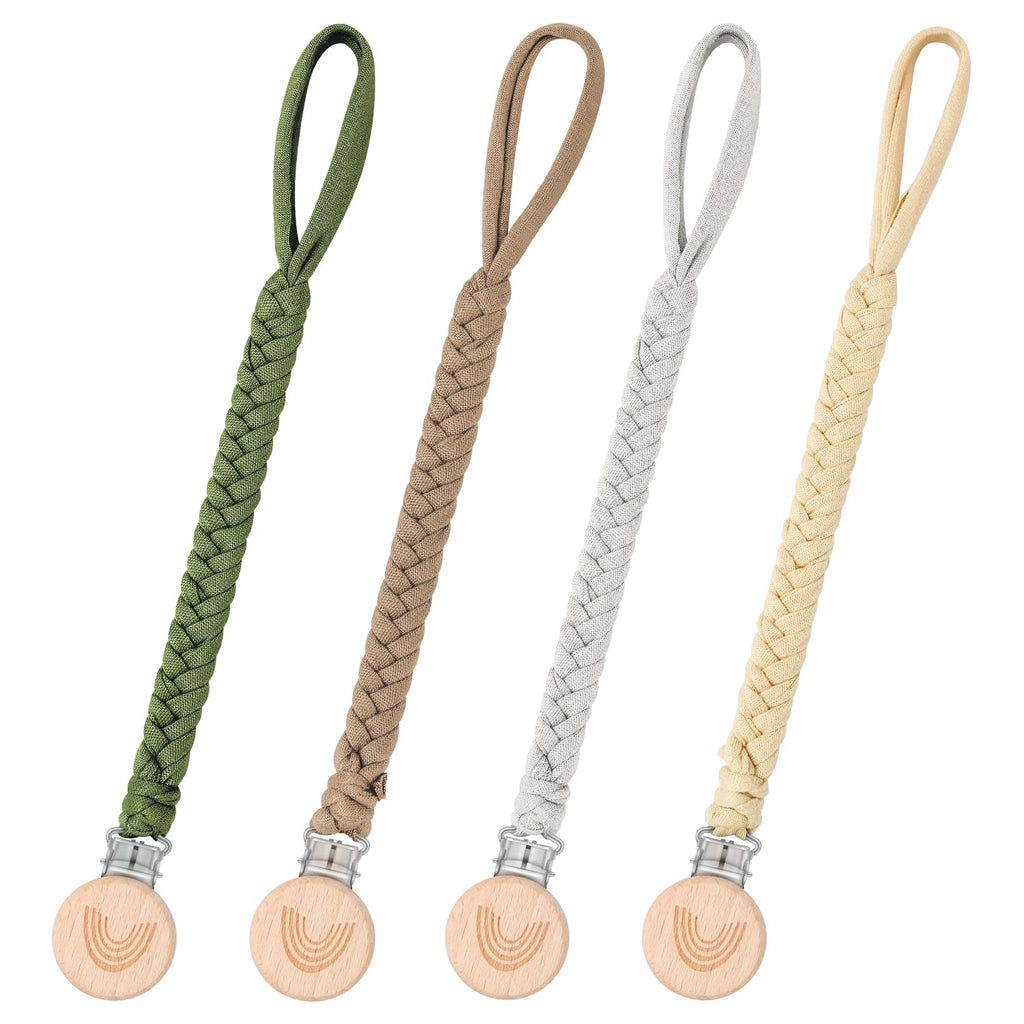 Baby Schnullerkette Silikon Holz BPA-frei — Junge Mädchen Schnullerhalter nachhaltig