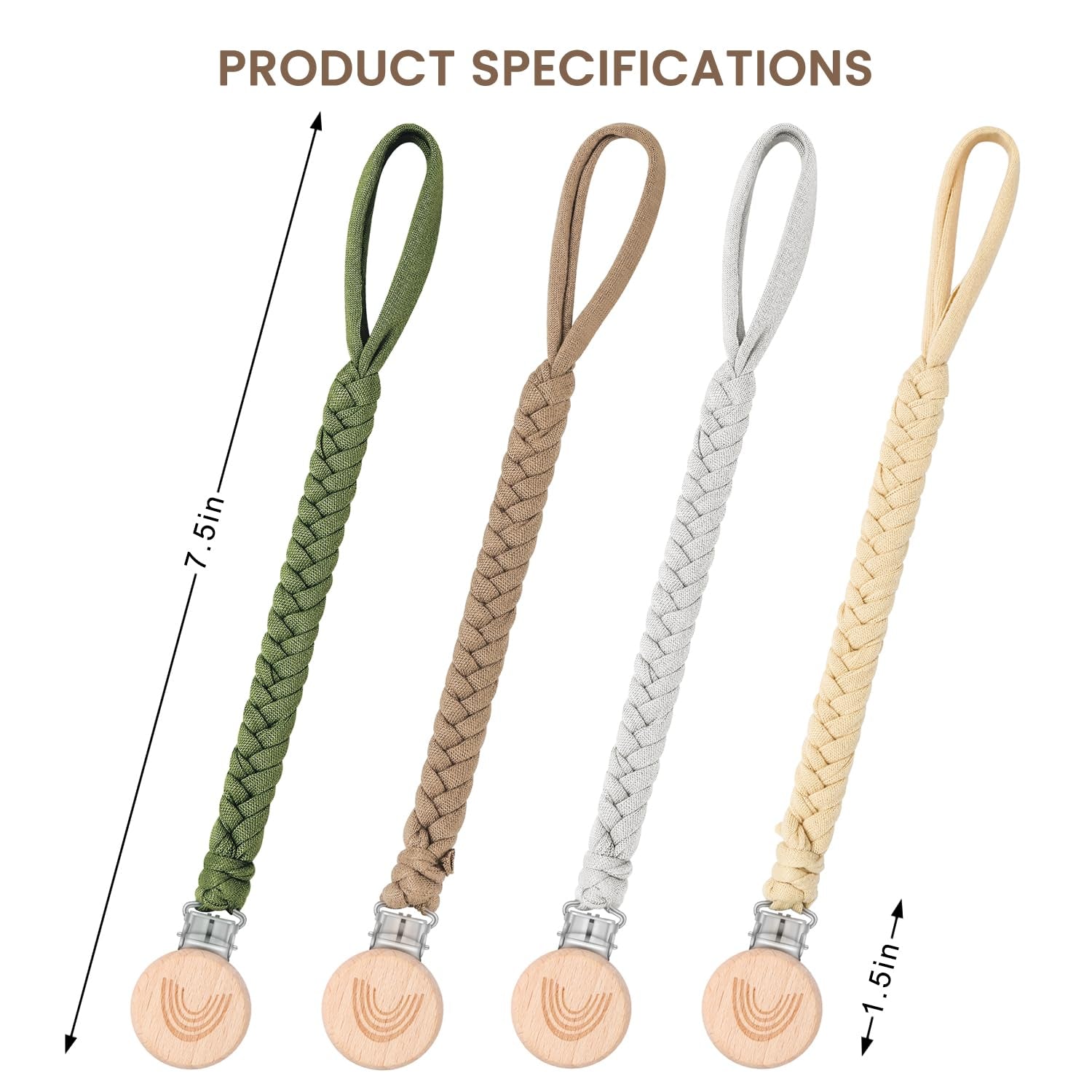 CLDY Baby Schnullerkette Clip, Schnullerkette Junge, Schnullerkette Mädchen, Schnullerkette Stoff, Cup Catcher, Trinkbecher Halteriemen Für Kinderwagen/Babytrage/Autositz, Schnullerband (4 Pack)