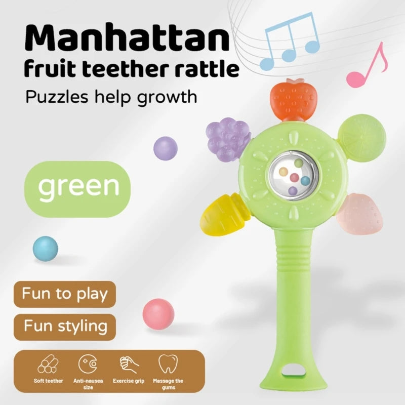 1Pc Baby Teether Toys Beech Wood Baby Rattle BPA Free Rodent Silicone Beads Music Rattle Newborn Play Gym Educational Toys