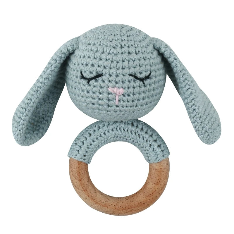 1Pc Baby Teether Toys Beech Wood Baby Rattle BPA Free Rodent Silicone Beads Music Rattle Newborn Play Gym Educational Toys