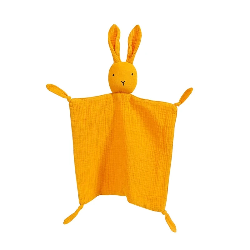Soft Cotton Muslin Baby Bib Stuffed Rabbit Doll Newborn Appease Towel Security Blanket Baby Sleeping Cuddling Towel Facecloth