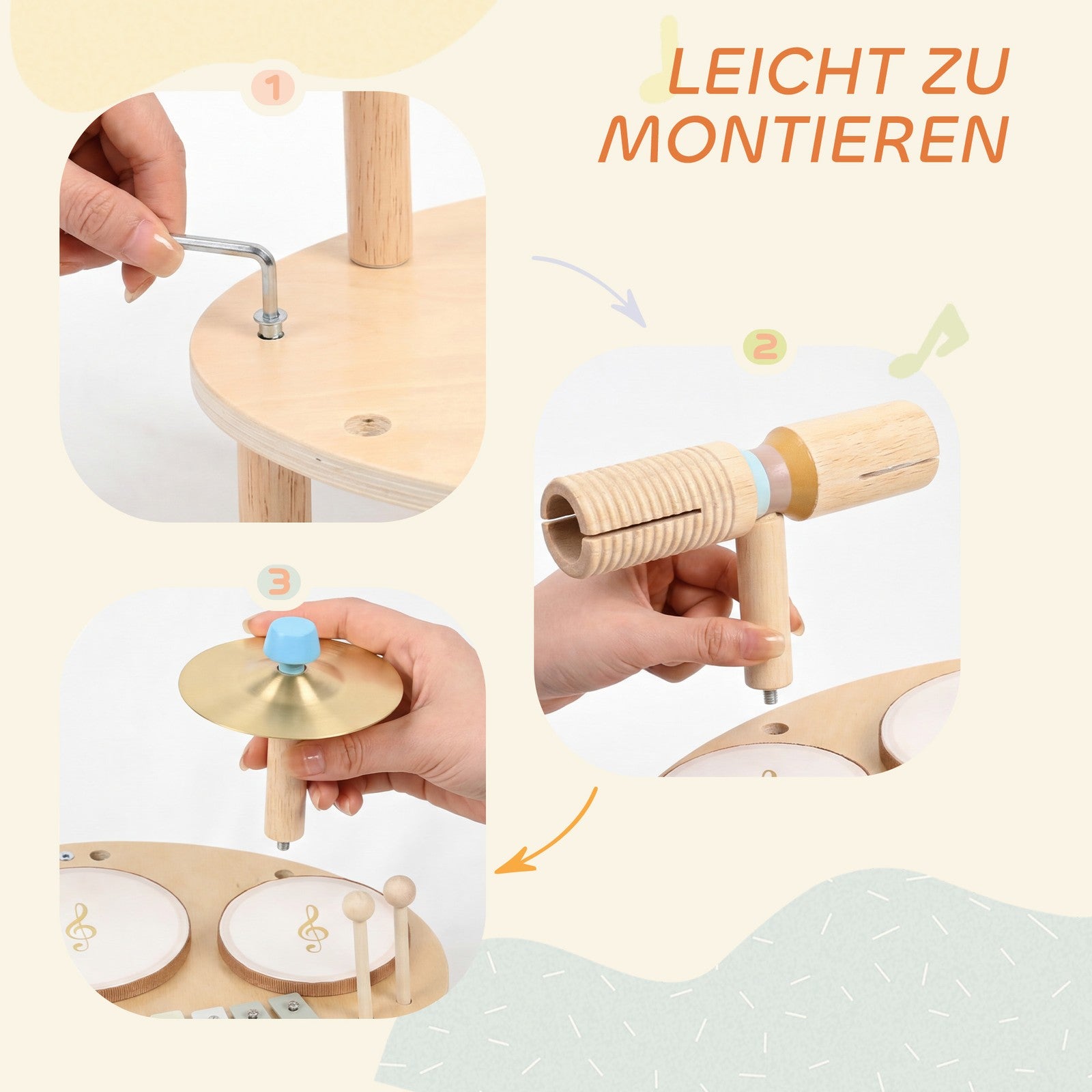 Kinder Schlagzeug 4-In-1 Montessori Musikinstrumen