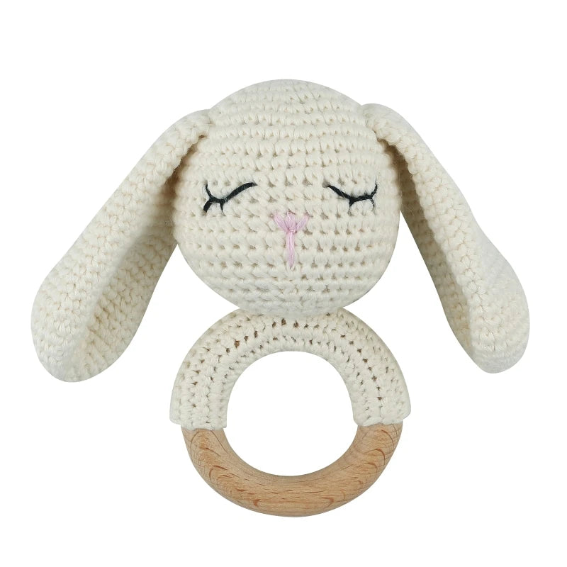 1Pc Baby Teether Toys Beech Wood Baby Rattle BPA Free Rodent Silicone Beads Music Rattle Newborn Play Gym Educational Toys