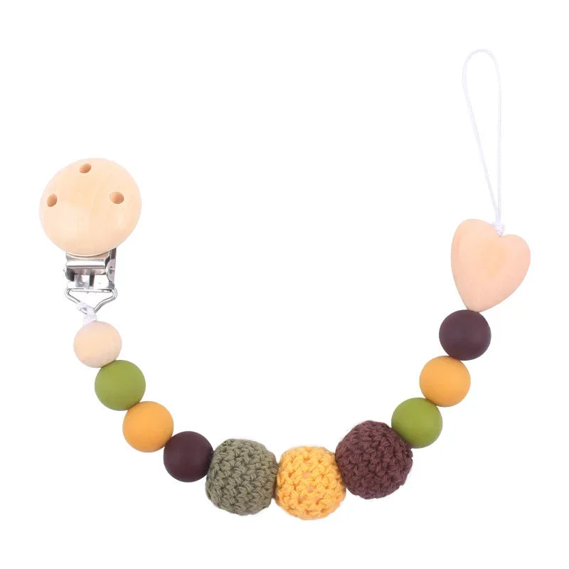 1-2Pcs New Baby Pacifier Clips Teethers Bracelet Babies Chain Cute Big Crochet Color Wool Ball Newborn Dummy Nipples Holder Clip