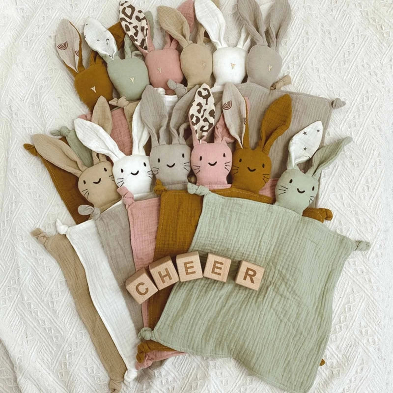 Baby Lätzchen Bio-Musselin Kuscheltier — weich waschbar Babygeschenk nachhaltig