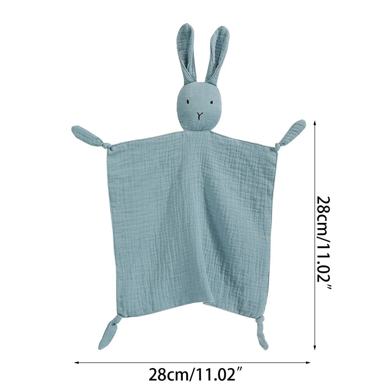 Soft Cotton Muslin Baby Bib Stuffed Rabbit Doll Newborn Appease Towel Security Blanket Baby Sleeping Cuddling Towel Facecloth