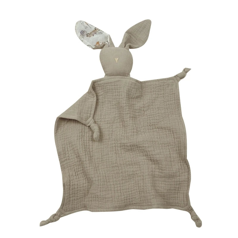 Soft Cotton Muslin Baby Bib Stuffed Rabbit Doll Newborn Appease Towel Security Blanket Baby Sleeping Cuddling Towel Facecloth