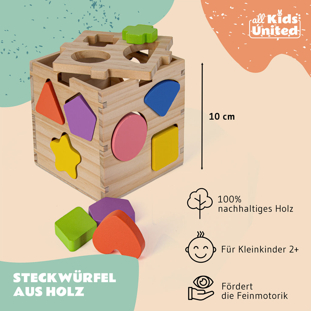 Steckwürfel Motorikwürfel Steckbox Holz Montessori Lernspielzeug Baby Kleinkind